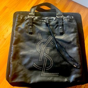 YSL Yves St. Laurent Black Leather studded Tote w/ dust bag excellent condition